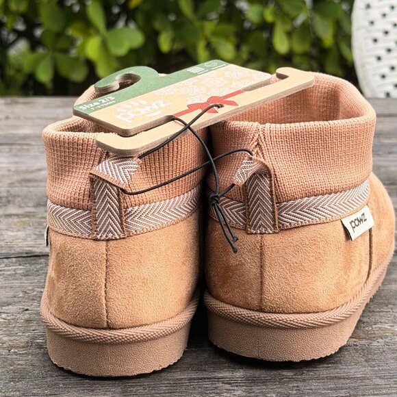Pawz by Bearpaw Kids Size 2/3 Tan Fleece Lined Faux Fur Slippers Boots NEW - Picture 6 of 8